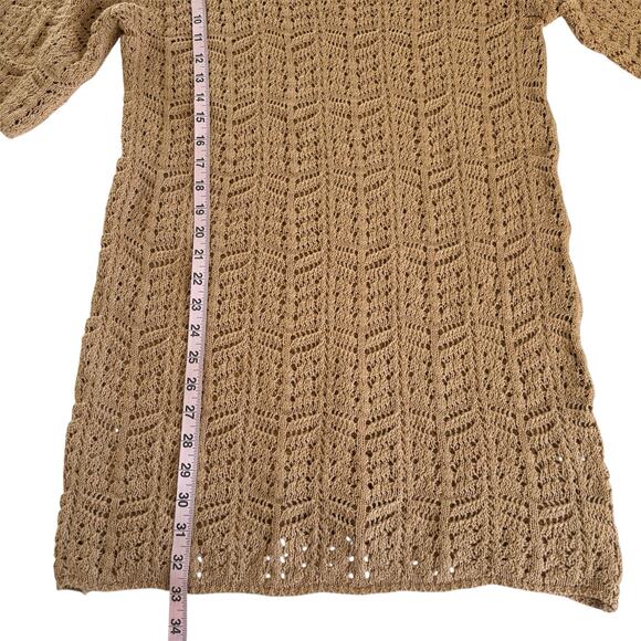 Simple Threads Tan Crochet Knit Polo Mini Dress Womens Small/Medium Vacation NWT - Picture 4 of 6